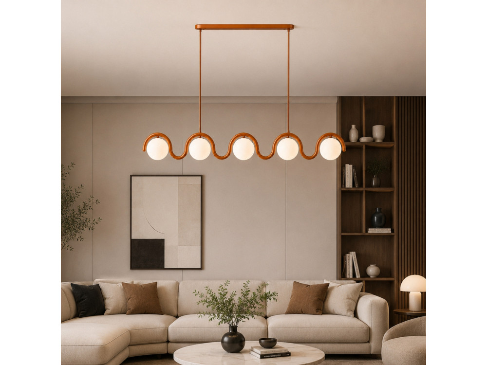 Metall-Kronleuchter „GEDIK-20444“ – 140 x 17 cm – Braun / Orange
