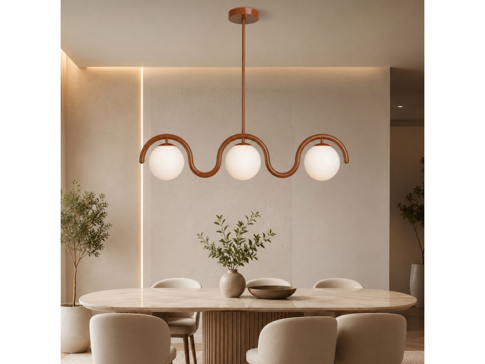 Metall-Kronleuchter „GEDIK-20442“ – 80 x 17 cm – Braun / Orange