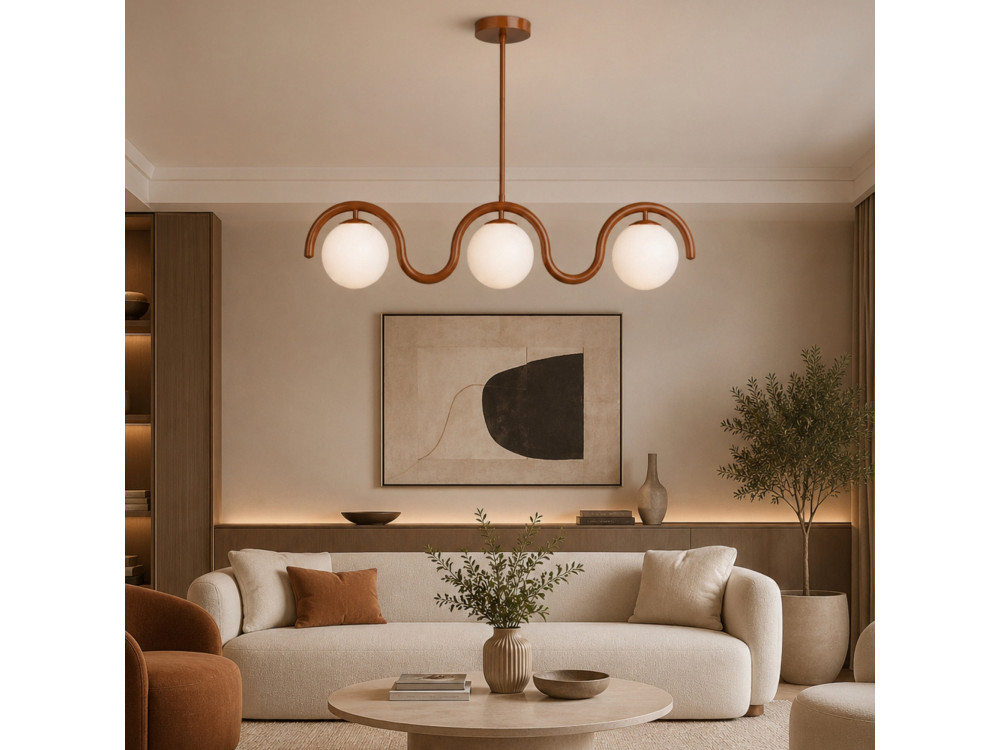 Metall-Kronleuchter „GEDIK-20442“ – 80 x 17 cm – Braun / Orange