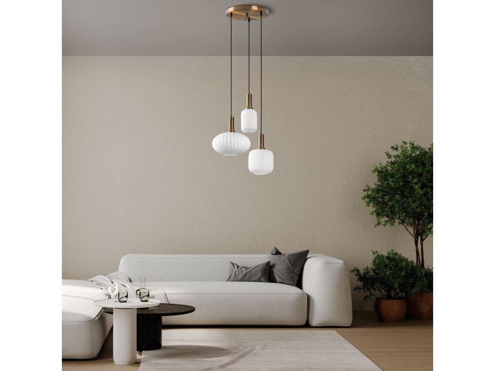 Metall-Kronleuchter „Asker“ – 55 x 55 cm – Goldfarben