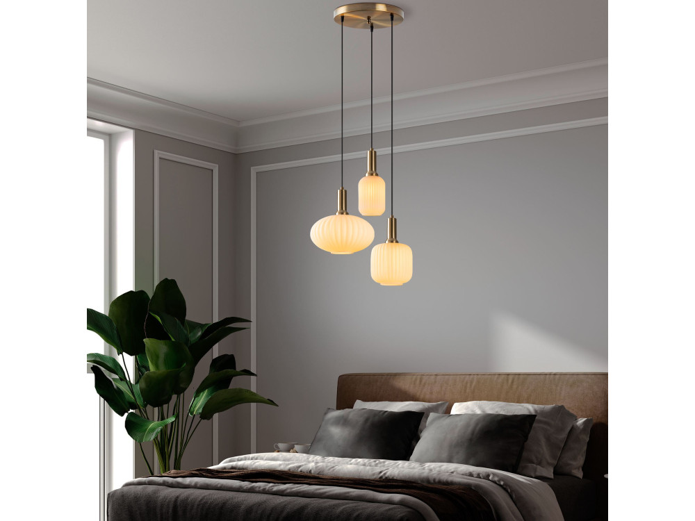 Metall-Kronleuchter „Asker“ – 55 x 55 cm – Goldfarben