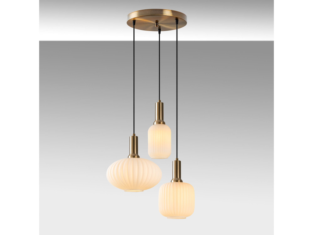 Metall-Kronleuchter „Asker“ – 55 x 55 cm – Goldfarben