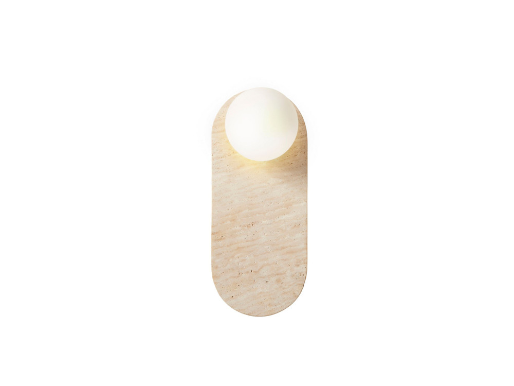 Wandleuchte aus Travertin „Tor All“ – 18 x 1 cm – Beige / Weiß