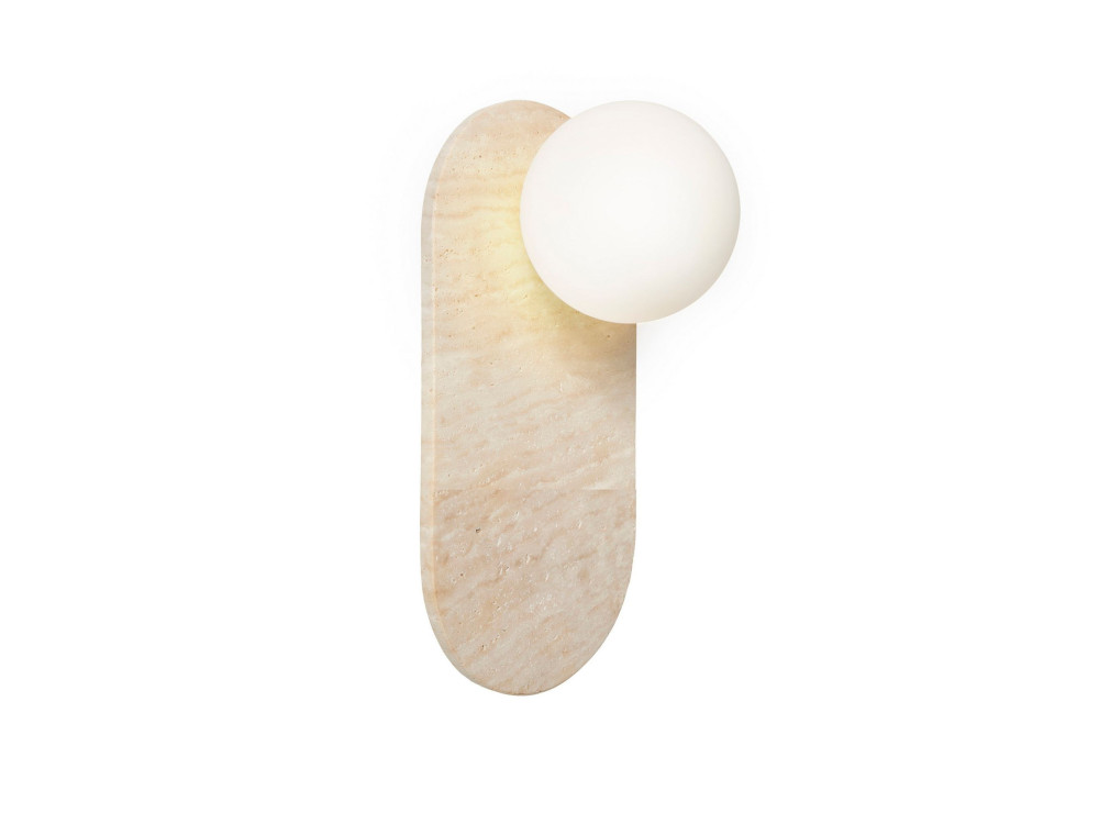 Wandleuchte aus Travertin „Tor All“ – 18 x 1 cm – Beige / Weiß