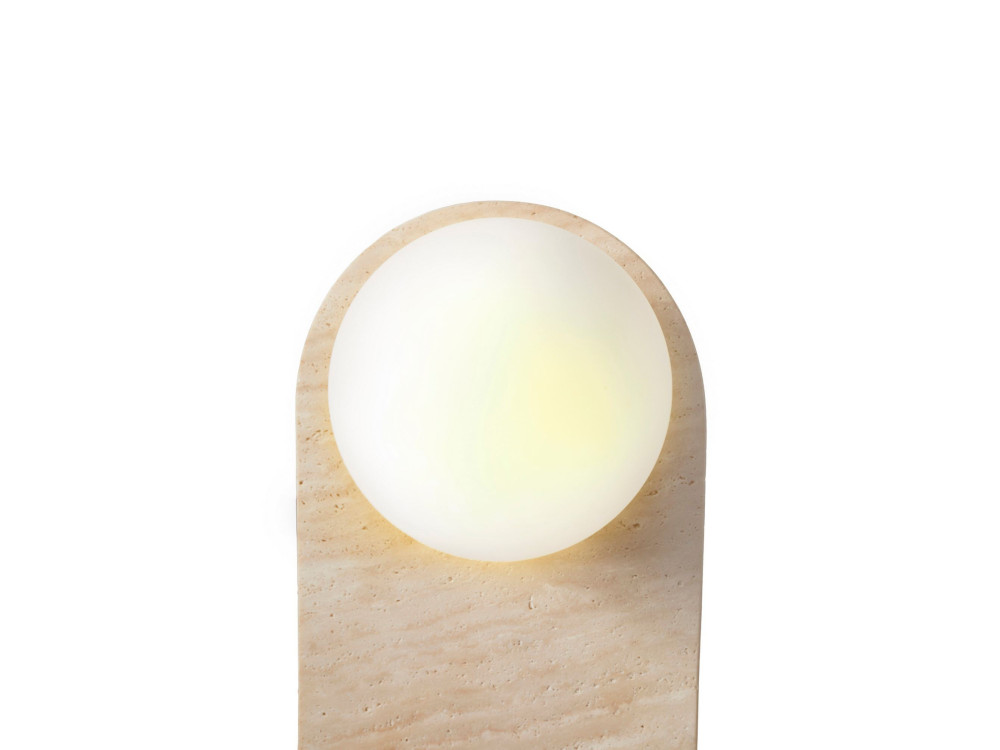 Wandleuchte aus Travertin „Tor All“ – 18 x 1 cm – Beige / Weiß