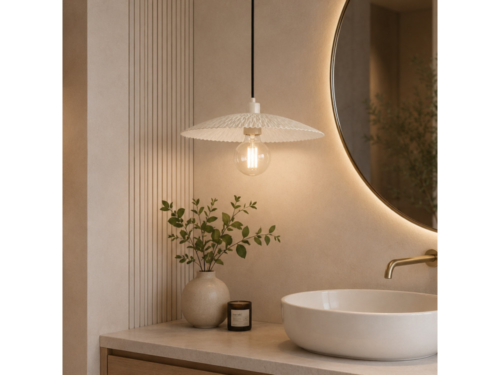 Metall-Hängeleuchte „Soleil“ – 39 x 39 cm – Beige