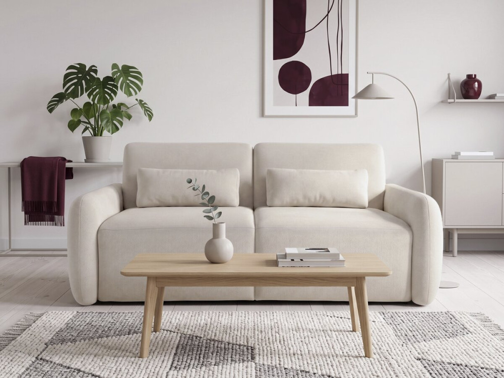 Express-Schlafsofa „Aurelie“ – Matratzenhöhe 18 cm – Liegefläche 140 cm – 3-Sitzer – Beige