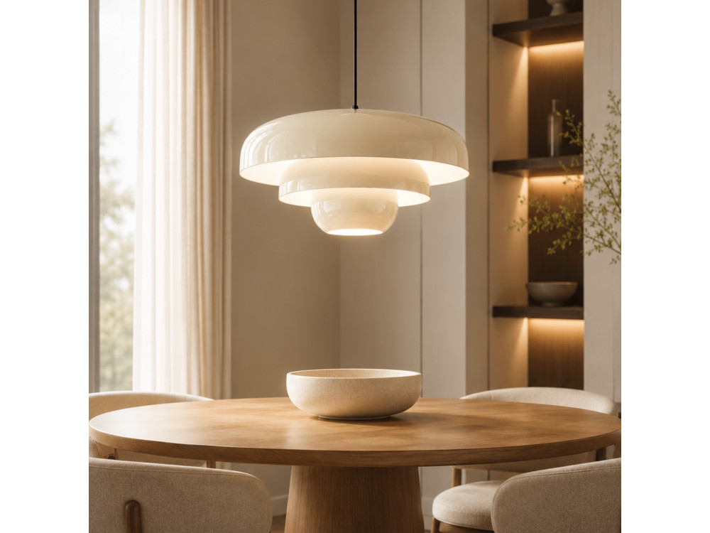 Metall-Hängeleuchte „Layer“ – 43 x 43 cm – Beige