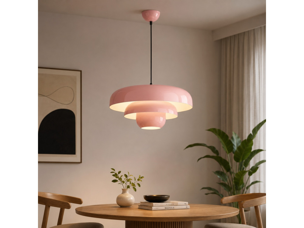 Metall-Hängeleuchte „Layer“ – 43 x 43 cm – Rosa