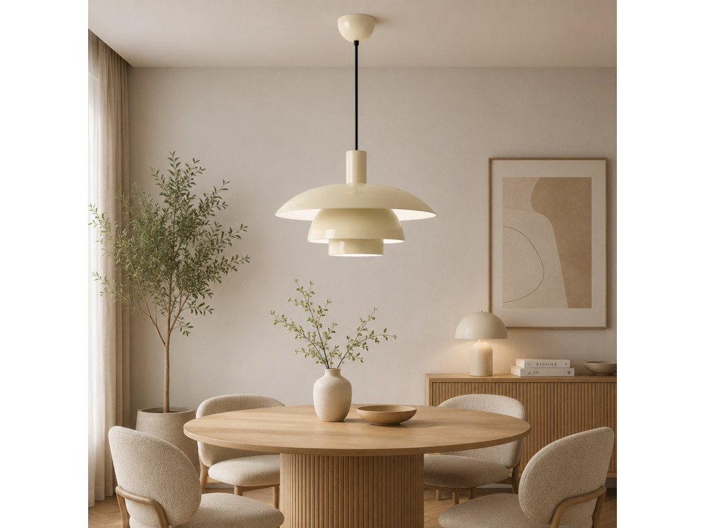 Metall-Hängeleuchte „Layer“ – 45 x 45 cm – Beige