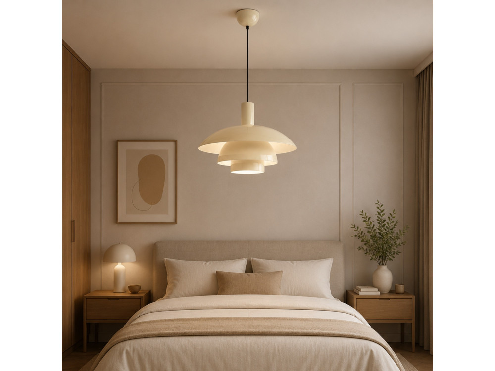 Metall-Hängeleuchte „Layer“ – 45 x 45 cm – Beige
