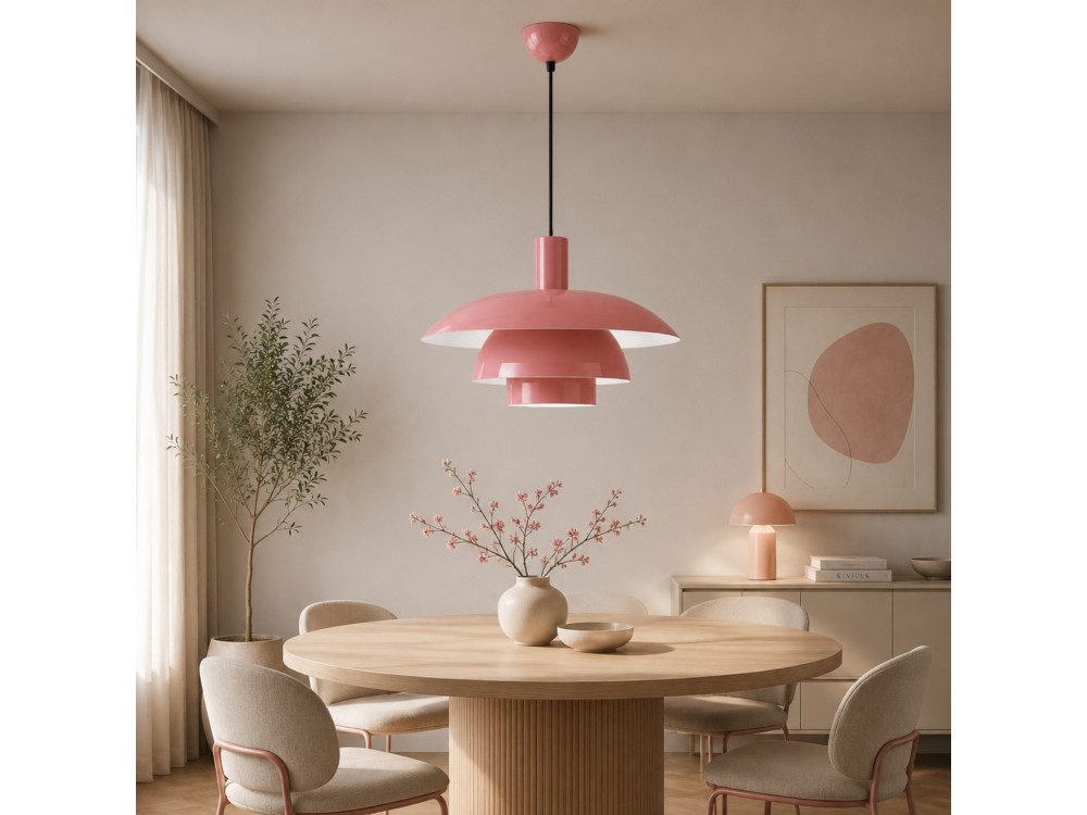 Metall-Hängeleuchte „Layer“ – 45 x 45 cm – Rosa