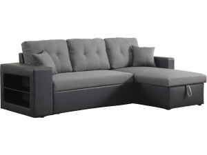 Ecksofa reversibel mit Schlaffunktion "Axel" - 3-Sitzer - Schwarz / Grau