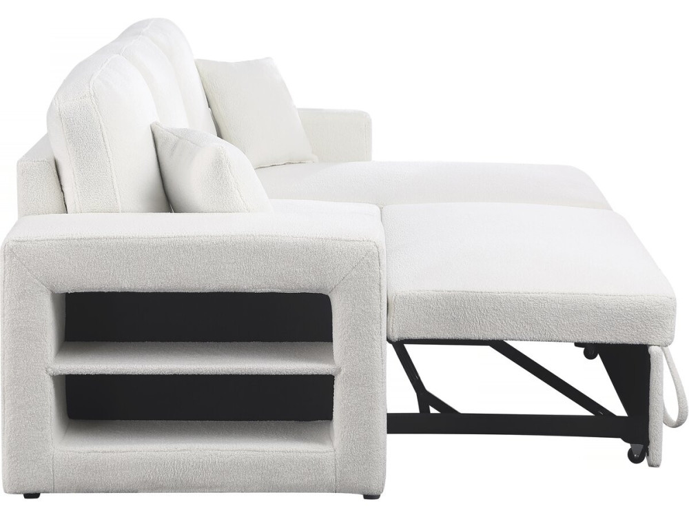 Ecksofa aus Bouclé-Stoff mit Schlaffunktion "Axel" - 3-Sitzer - Weiß