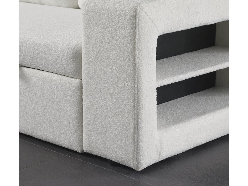 Ecksofa aus Bouclé-Stoff mit Schlaffunktion "Axel" - 3-Sitzer - Weiß