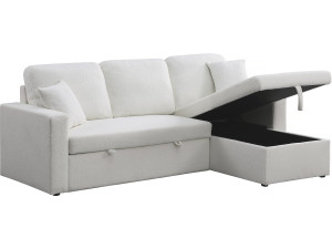 Ecksofa reversibel mit Schlaffunktion und Stauraum „Alain“ - 3-Sitzer - Bouclé-Stoff -  Weiß