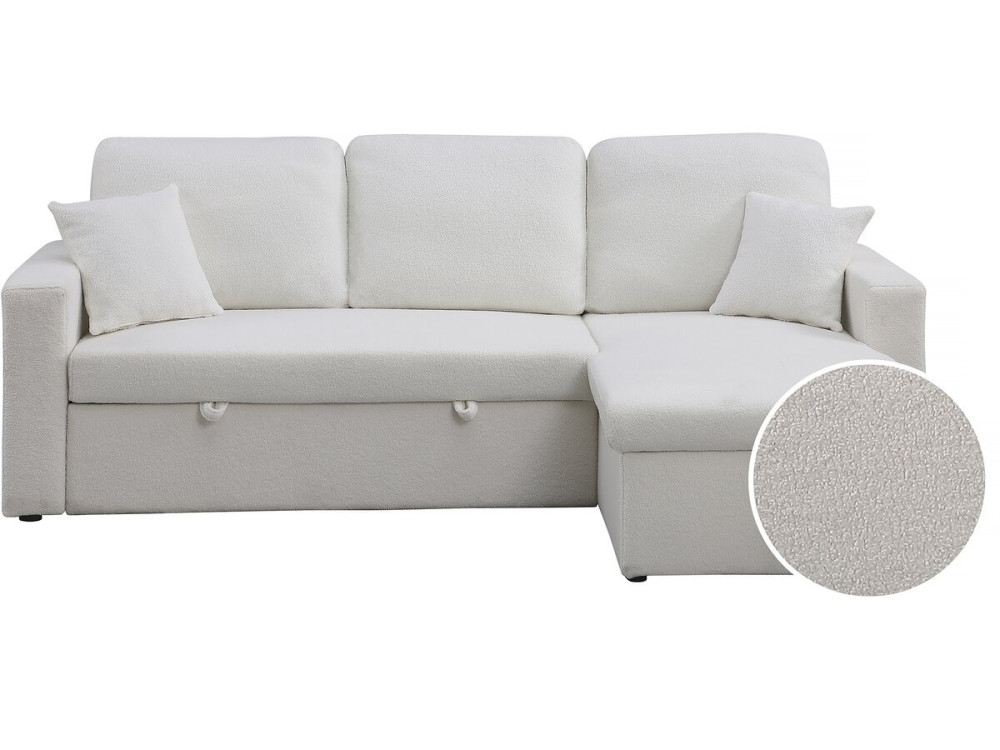 Ecksofa reversibel mit Schlaffunktion und Stauraum „Alain“ - 3-Sitzer - Bouclé-Stoff -  Weiß
