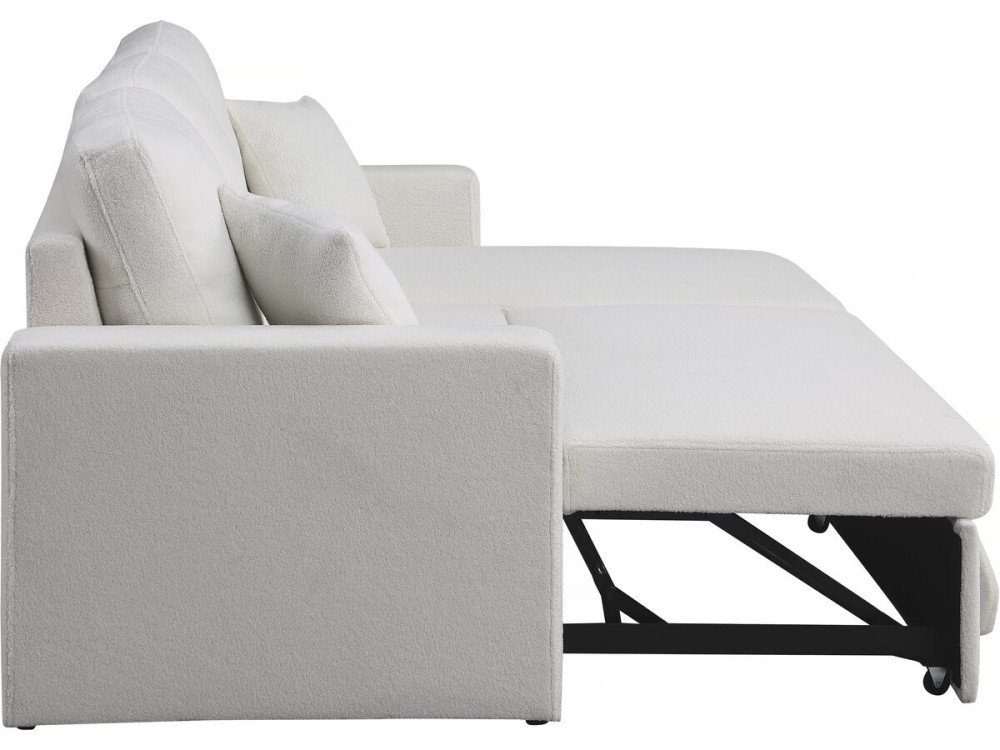 Ecksofa reversibel mit Schlaffunktion und Stauraum „Alain“ - 3-Sitzer - Bouclé-Stoff -  Weiß