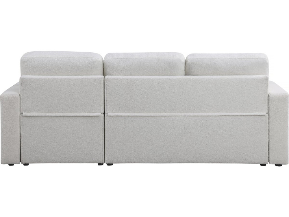 Ecksofa reversibel mit Schlaffunktion und Stauraum „Alain“ - 3-Sitzer - Bouclé-Stoff -  Weiß