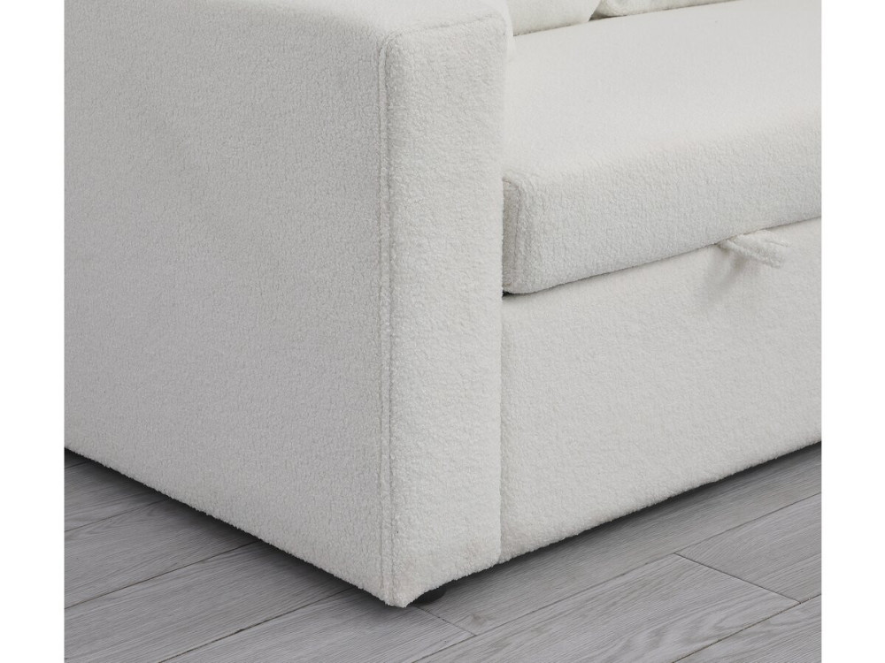 Ecksofa reversibel mit Schlaffunktion und Stauraum „Alain“ - 3-Sitzer - Bouclé-Stoff -  Weiß
