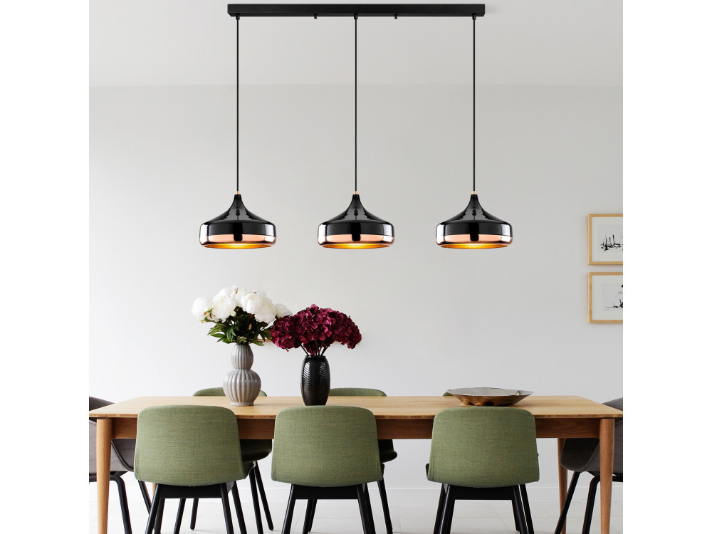 Metall-Kronleuchter „Yildo“ – 146 x 36 cm – Schwarz