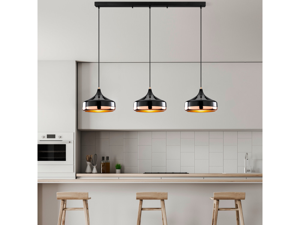 Metall-Kronleuchter „Yildo“ – 146 x 36 cm – Schwarz