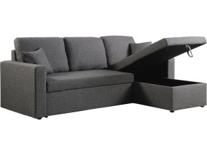 Ecksofa reversibel mit Schlaffunktion und Stauraum „Alain“ - 3-Sitzer - Grau