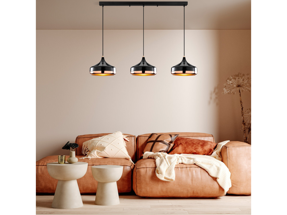Metall-Kronleuchter „Yildo“ – 146 x 36 cm – Schwarz