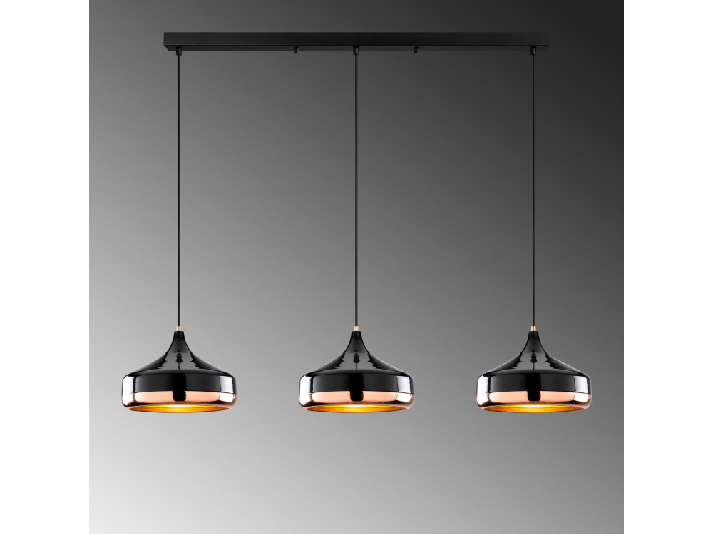 Metall-Kronleuchter „Yildo“ – 146 x 36 cm – Schwarz