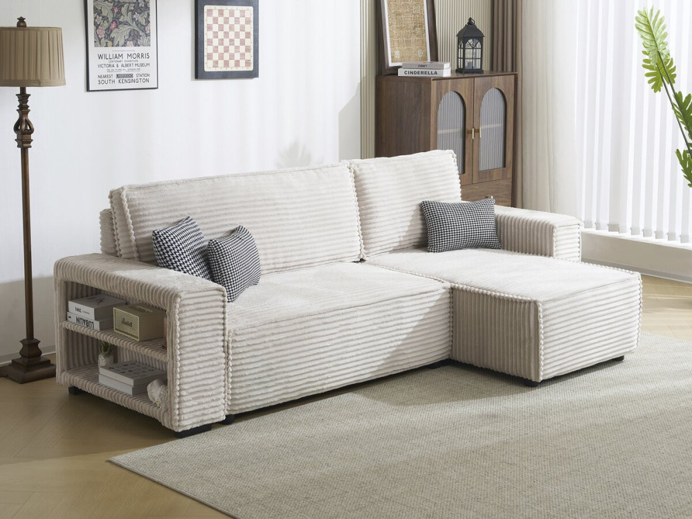 Ecksofa aus Cord "Opera" - 3-Sitzer - Beige
