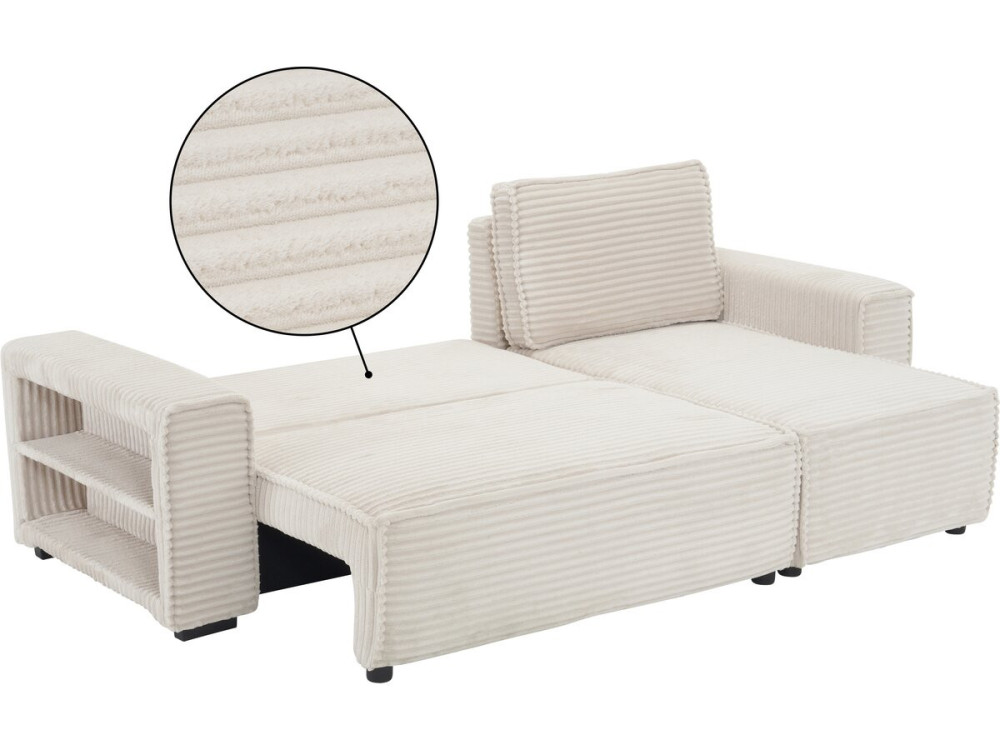 Ecksofa aus Cord "Opera" - 3-Sitzer - Beige