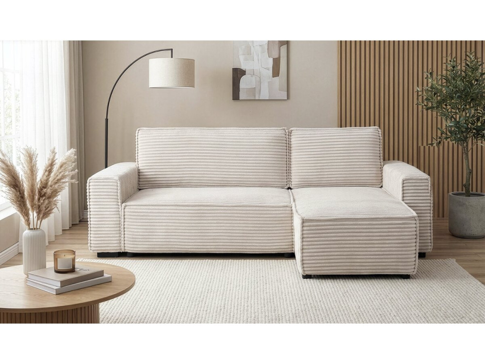 Ecksofa aus Cord "Opera" - 3-Sitzer - Beige