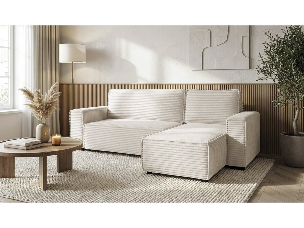 Ecksofa aus Cord "Opera" - 3-Sitzer - Beige