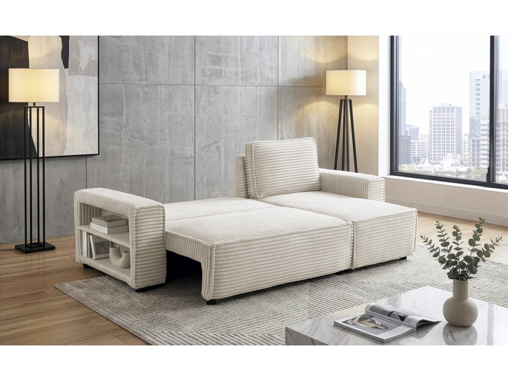 Ecksofa aus Cord "Opera" - 3-Sitzer - Beige