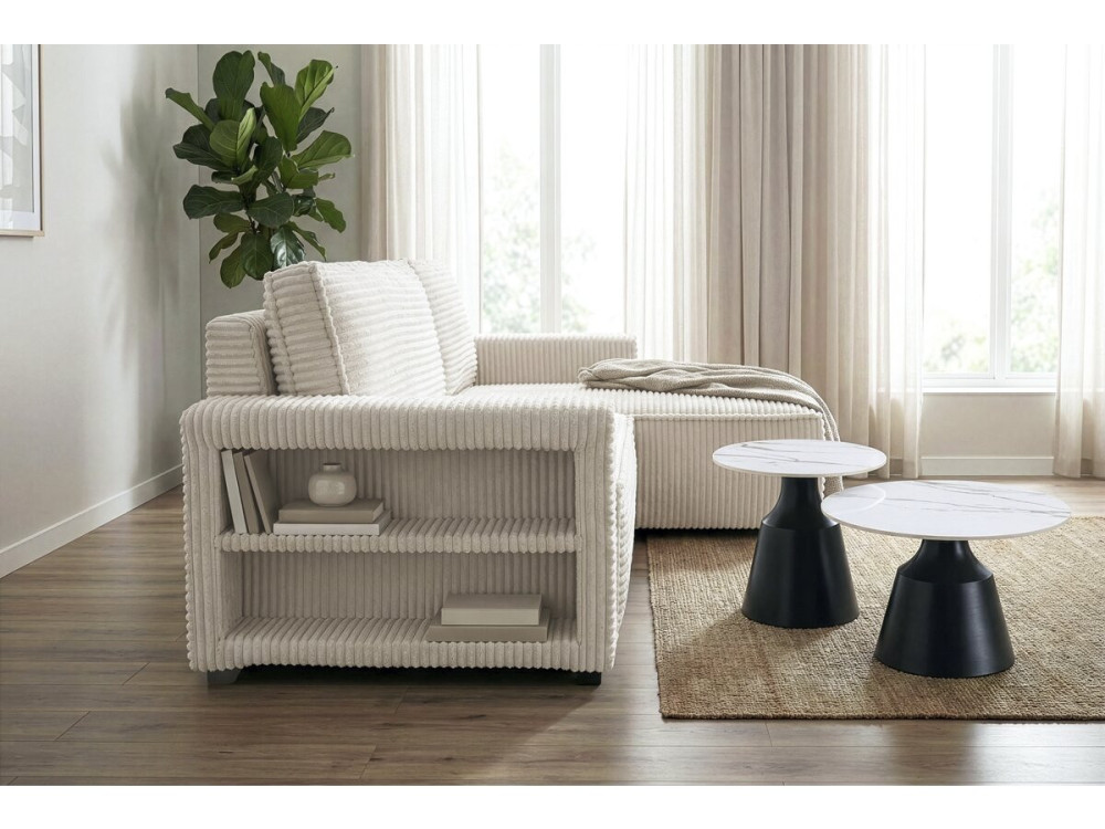 Ecksofa aus Cord "Opera" - 3-Sitzer - Beige