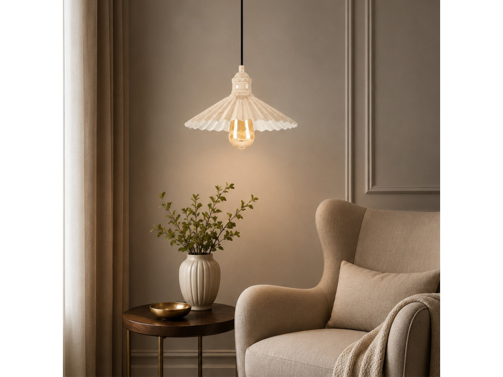 Metall-Hängeleuchte „Plise“ – 32 x 32 cm – Beige