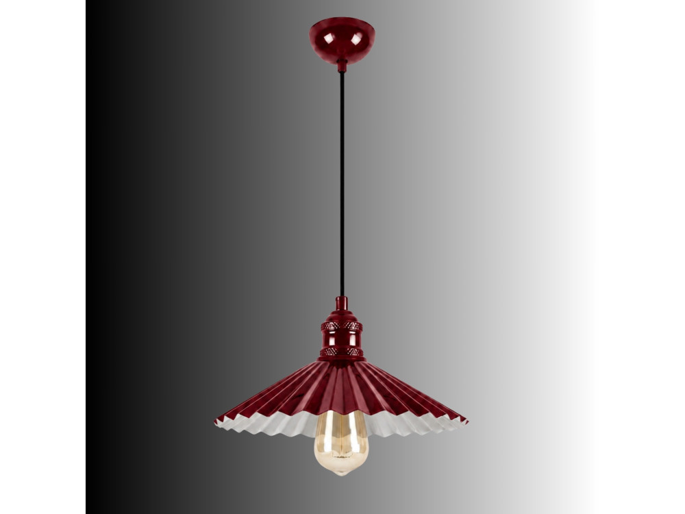 Metall-Hängeleuchte „Plise“ – 32 x 32 cm – Bordeaux