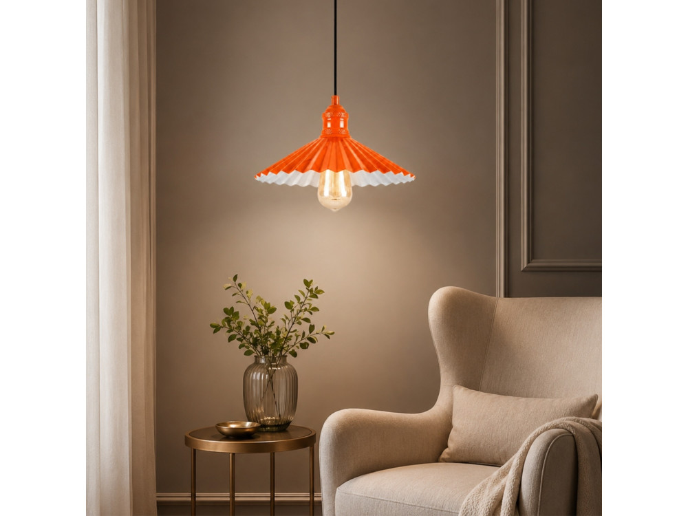Metall-Hängeleuchte „Plise“ – 32 x 32 cm – Orange