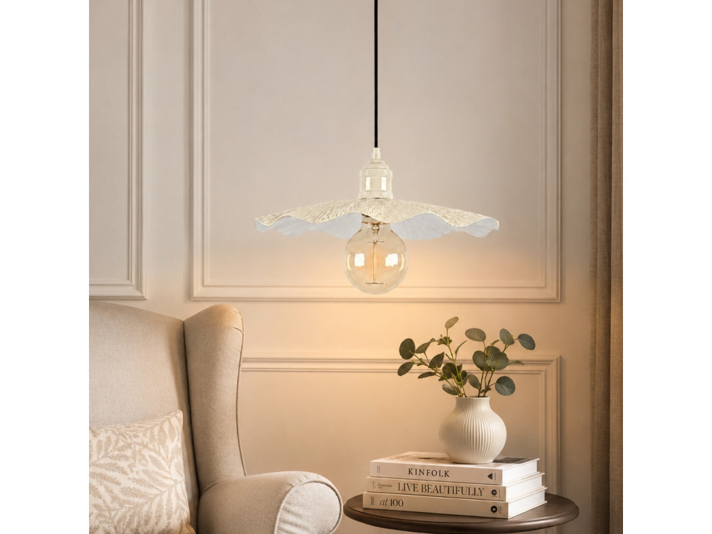 Metall-Hängeleuchte „Ondula“ – 34 x 34 cm – Beige