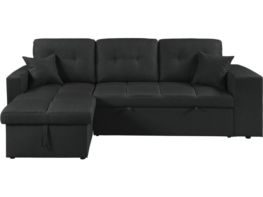 Ecksofa, umbaubar/wendebar, Stoff, Bubble-Stil, "Axel", 3-Sitzer, Schwarz
