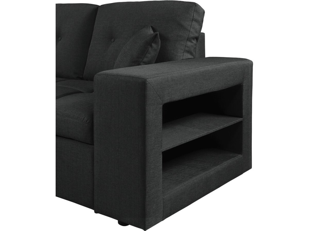 Ecksofa, umbaubar/wendebar, Stoff, Bubble-Stil, "Axel", 3-Sitzer, Schwarz