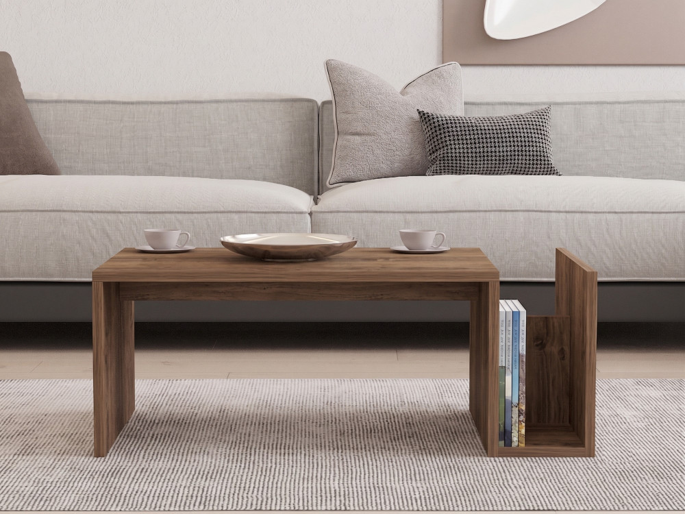 Holz-Couchtisch „Memo“ – 86,8 x 32,4 x 50 cm – Nussbaum Venezia