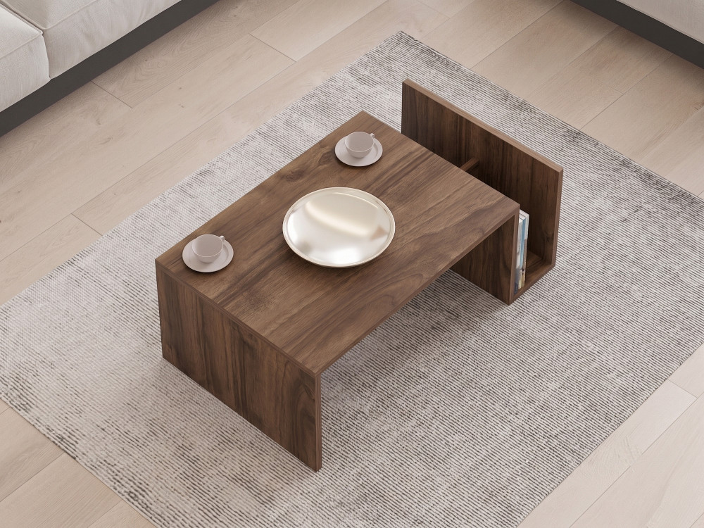 Holz-Couchtisch „Memo“ – 86,8 x 32,4 x 50 cm – Nussbaum Venezia