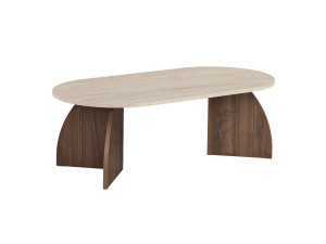 Holz-Couchtisch „Melina“ – 120 x 40 x 60 cm – Travertin / Nussbaum Venezia