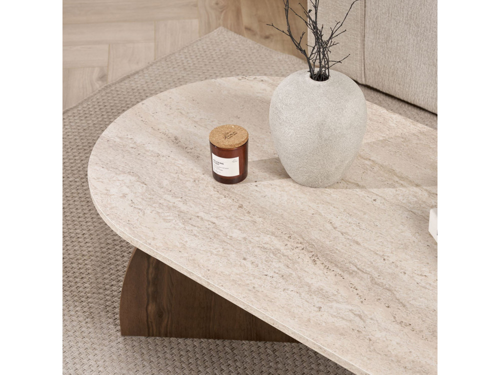 Holz-Couchtisch „Melina“ – 120 x 40 x 60 cm – Travertin / Nussbaum Venezia