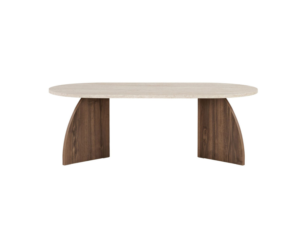 Holz-Couchtisch „Melina“ – 120 x 40 x 60 cm – Travertin / Nussbaum Venezia