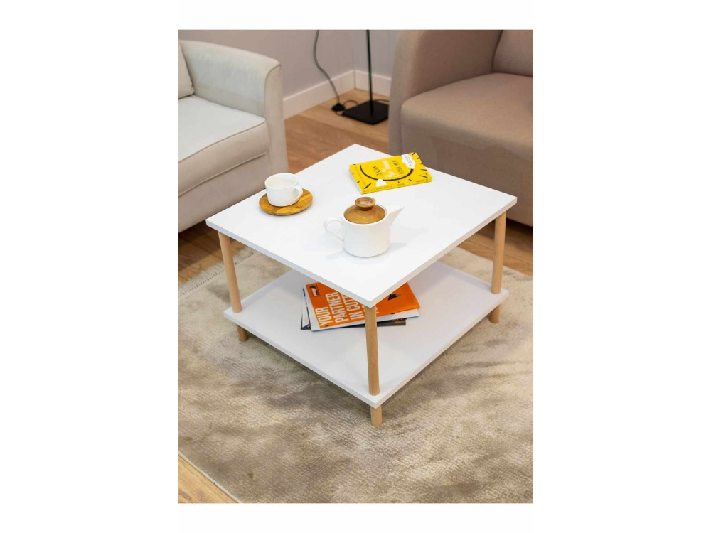 Holz-Couchtisch „Peka-0049“ – 60 x 42,5 x 60 cm – Weiß