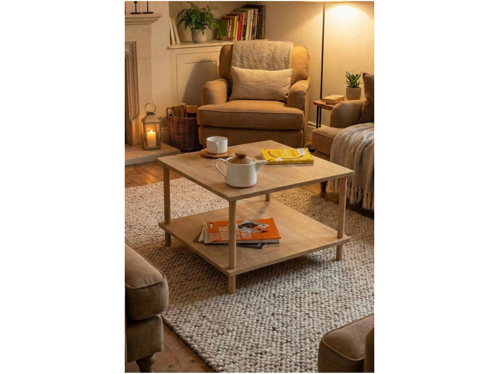 Holz-Couchtisch „Peka-0049“ – 60 x 42,5 x 60 cm – Eiche „Saphir“