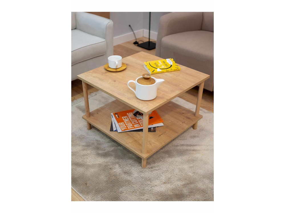 Holz-Couchtisch „Peka-0049“ – 60 x 42,5 x 60 cm – Eiche „Saphir“