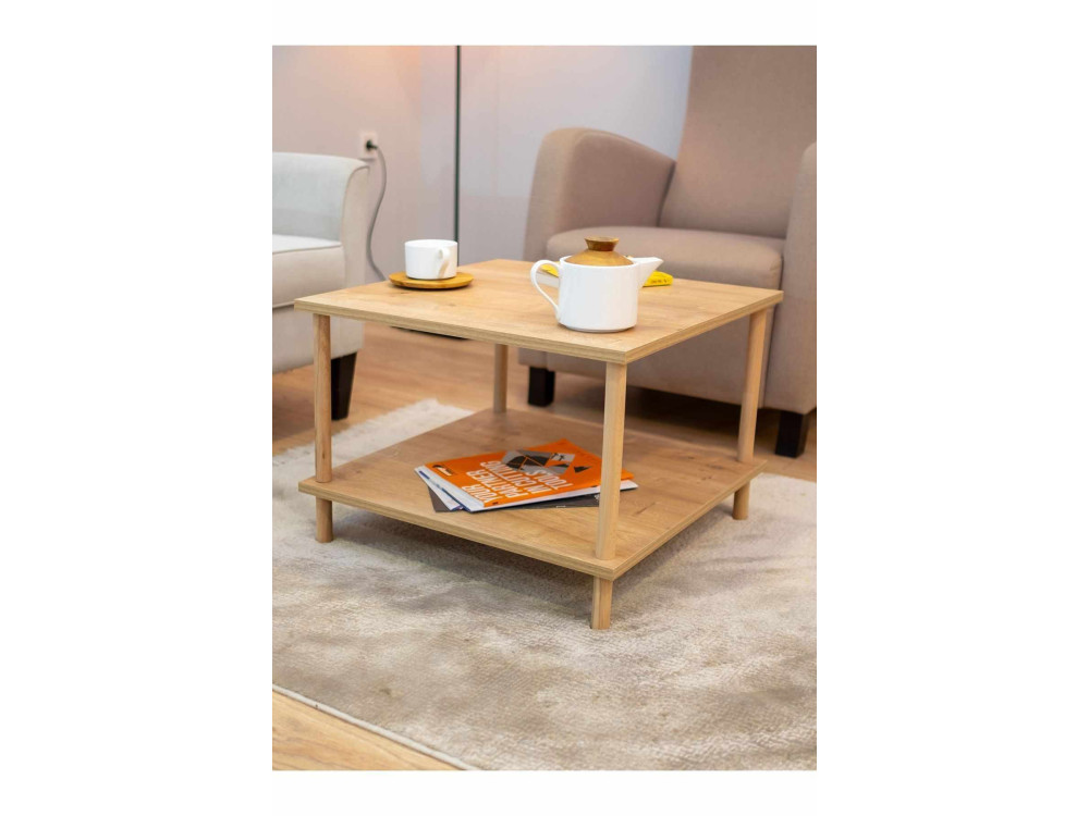 Holz-Couchtisch „Peka-0049“ – 60 x 42,5 x 60 cm – Eiche „Saphir“